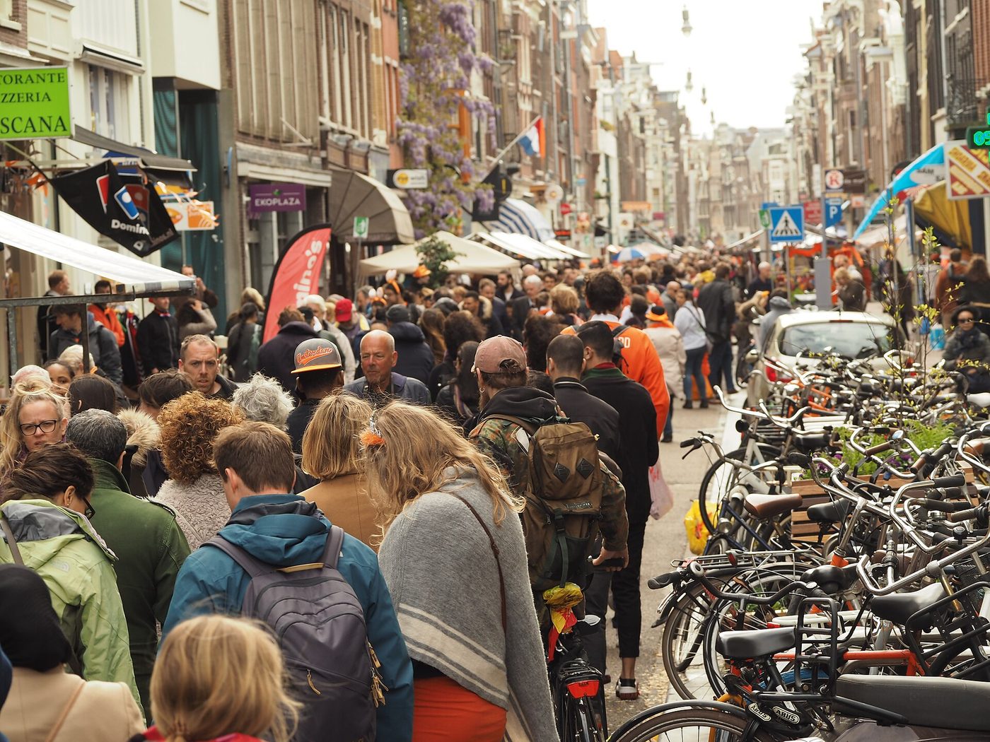The King’s Day street market in Amsterdam